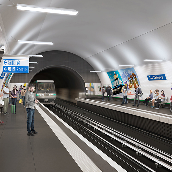 Vue de la future station de La Dhuys sur le prolongement de la ligne 11 du métro